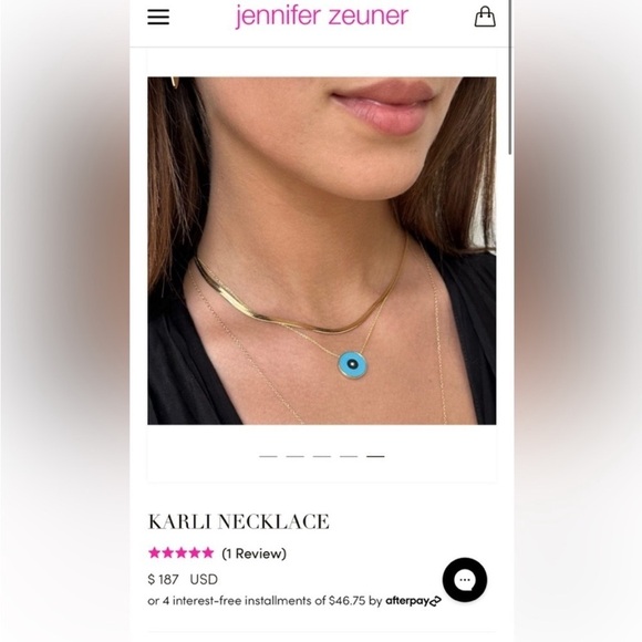 Jennifer Zeuner Karli 14K Gold Hamilton Yellow Gold Herringbone Necklace NEW - Picture 11 of 12